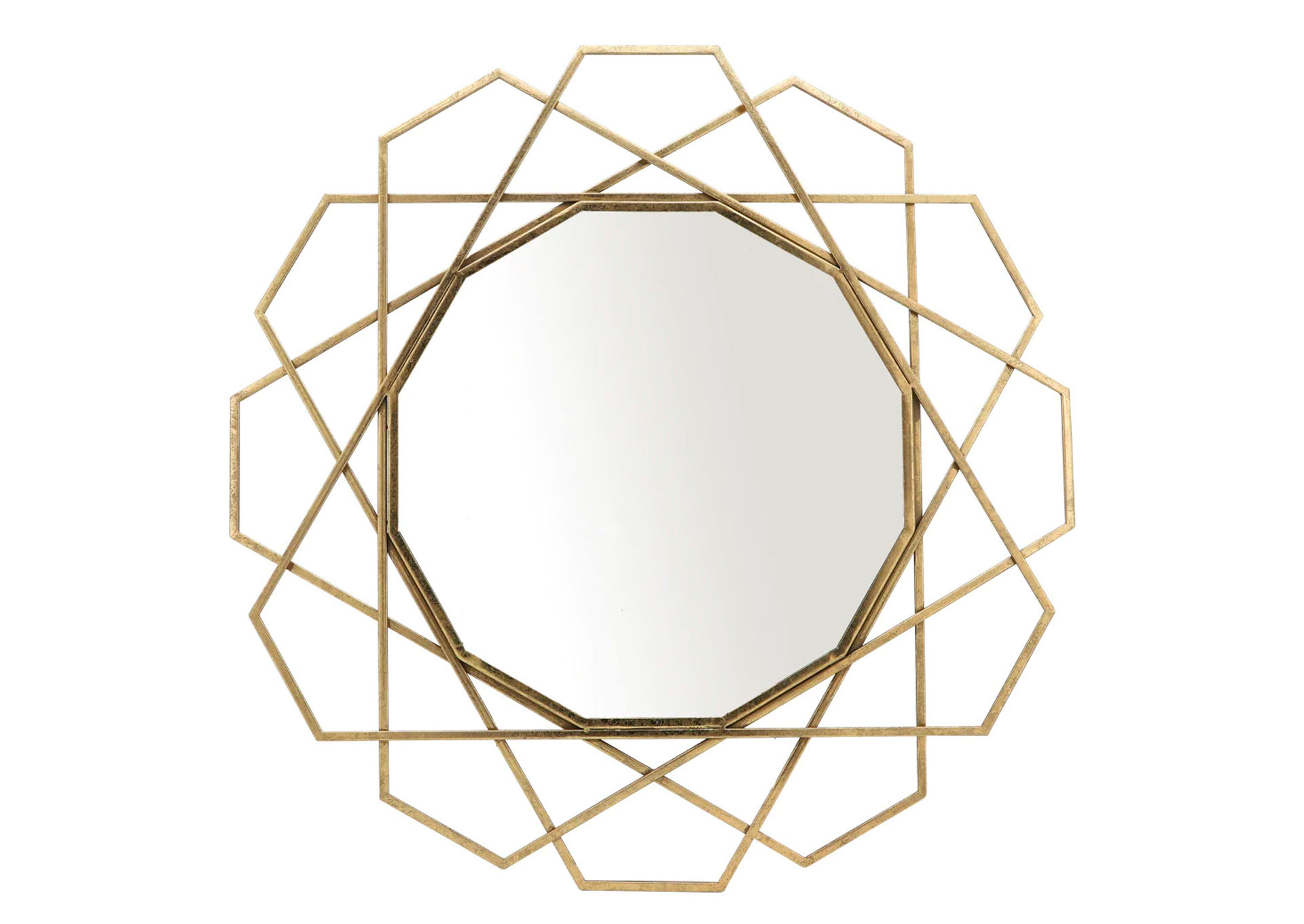 35" Espejo de Pared Geométrico Dorado image 1