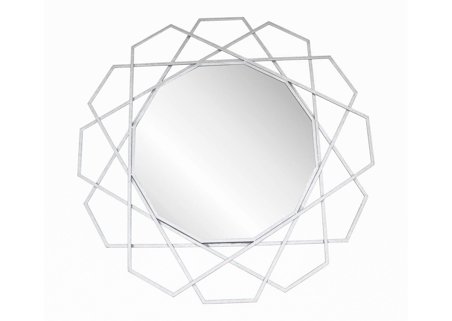 35" Espejo de Pared Geométrico Plateado image 1
