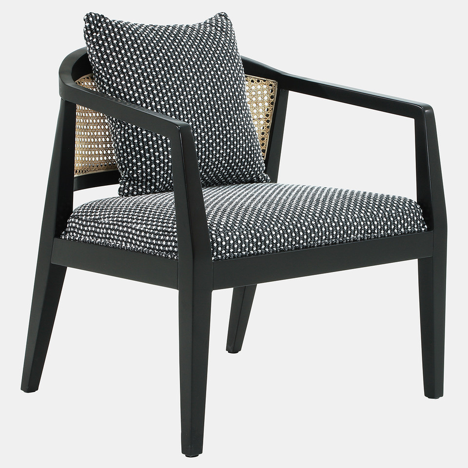 Wood, Woven Back Accent Chair, Textured Black image 1