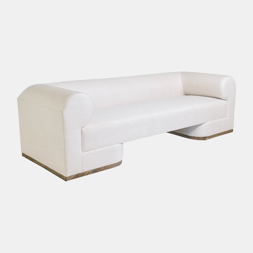 Modern Sofa- French Oak Base - Ivory image 1