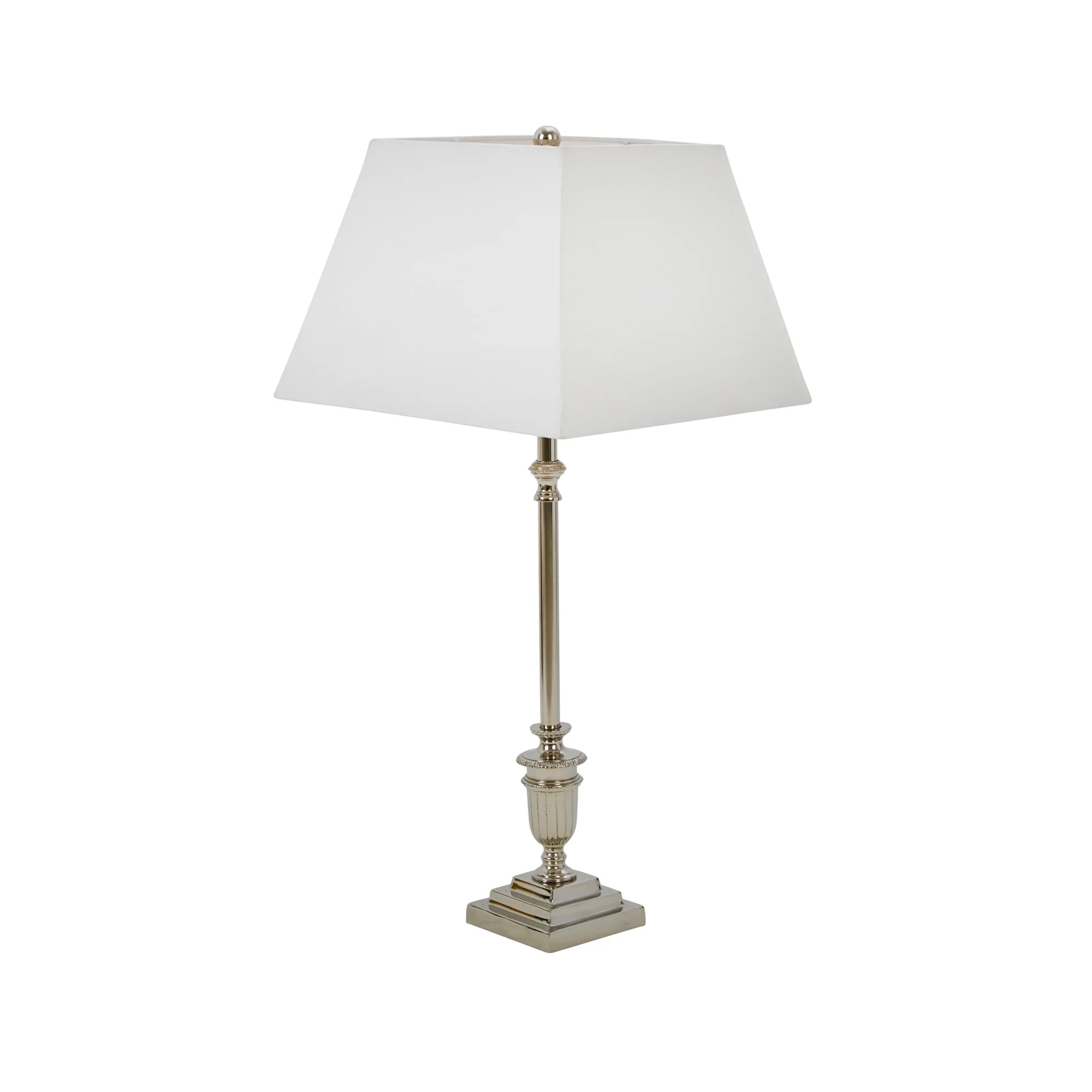 Lámpara de mesa de aluminio con base cuadrada de 19", plateado image 1