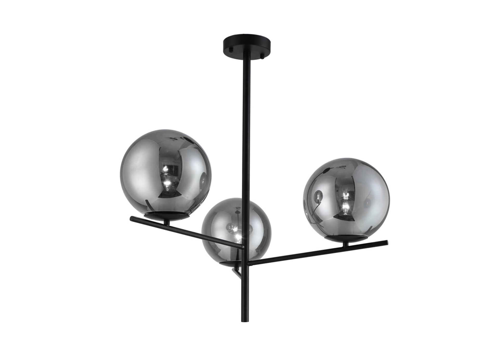 Lámpara colgante de metal de 47 ", 3 luces con vidrio ahumado B image 1