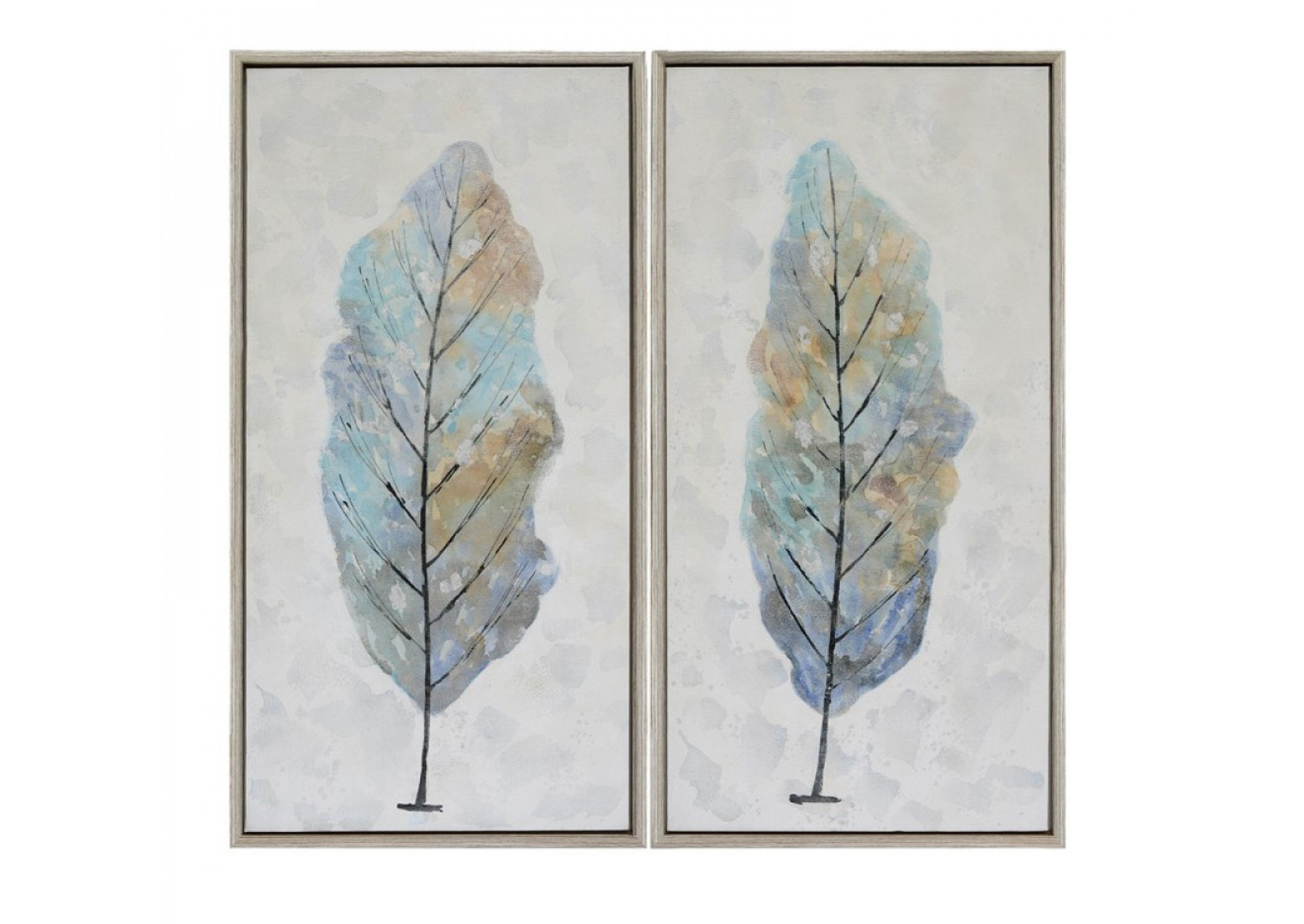 42x22, Set de 2, Pinturas al Óleo de Hojas, Multi image 1
