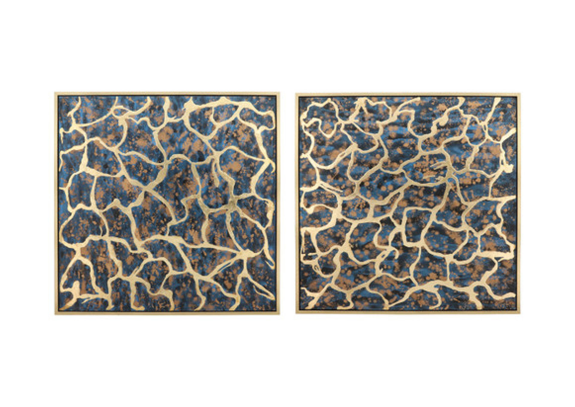 42x42 Set de 2 Cuadros Abstracto Ondas image 1