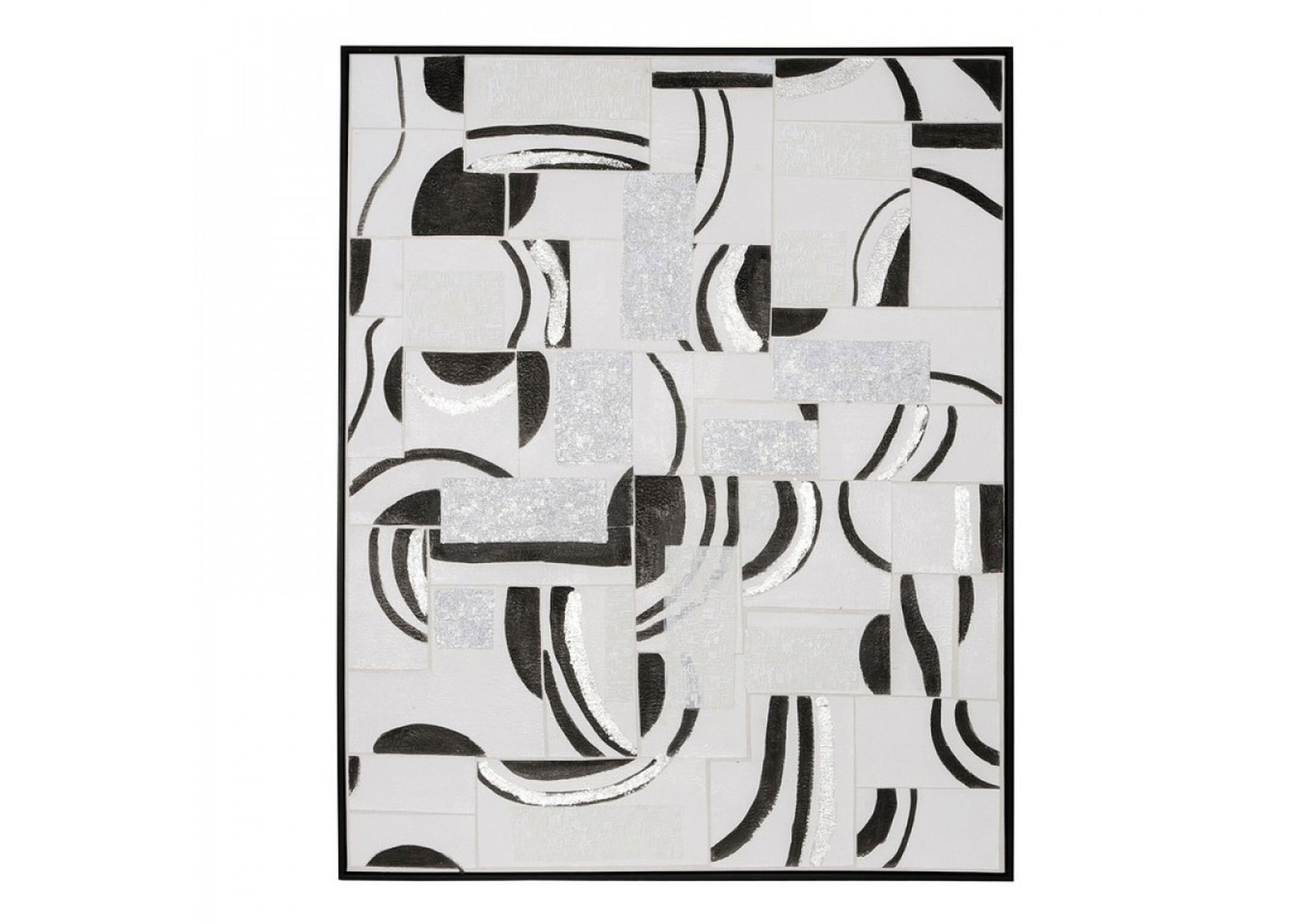 40x32 Cuadro Pintado a Mano, Gris Sobre Marco Negro image 1