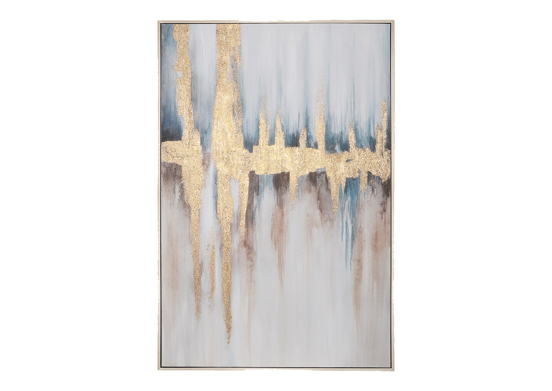 60x41 Cuadro Pintado a Mano Abstracto Azul Enmarcado image 1