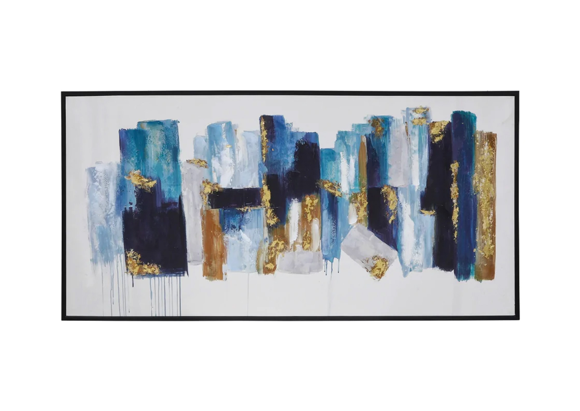 40x50 Cuadro Pintado a Mano con Lámina Dorada image 1