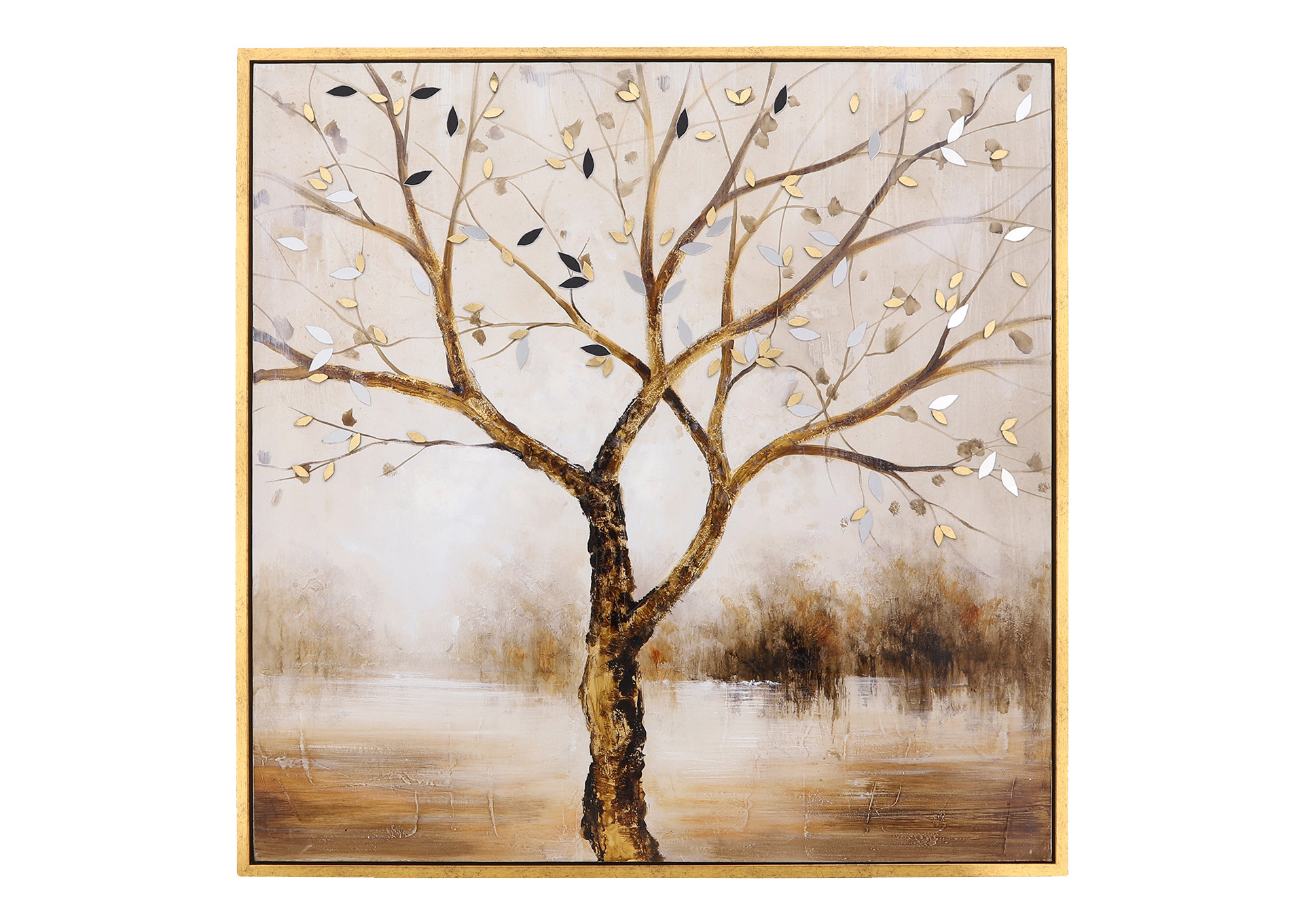 42x42 Cuadro al Pintado al Óleo, Marrón image 1
