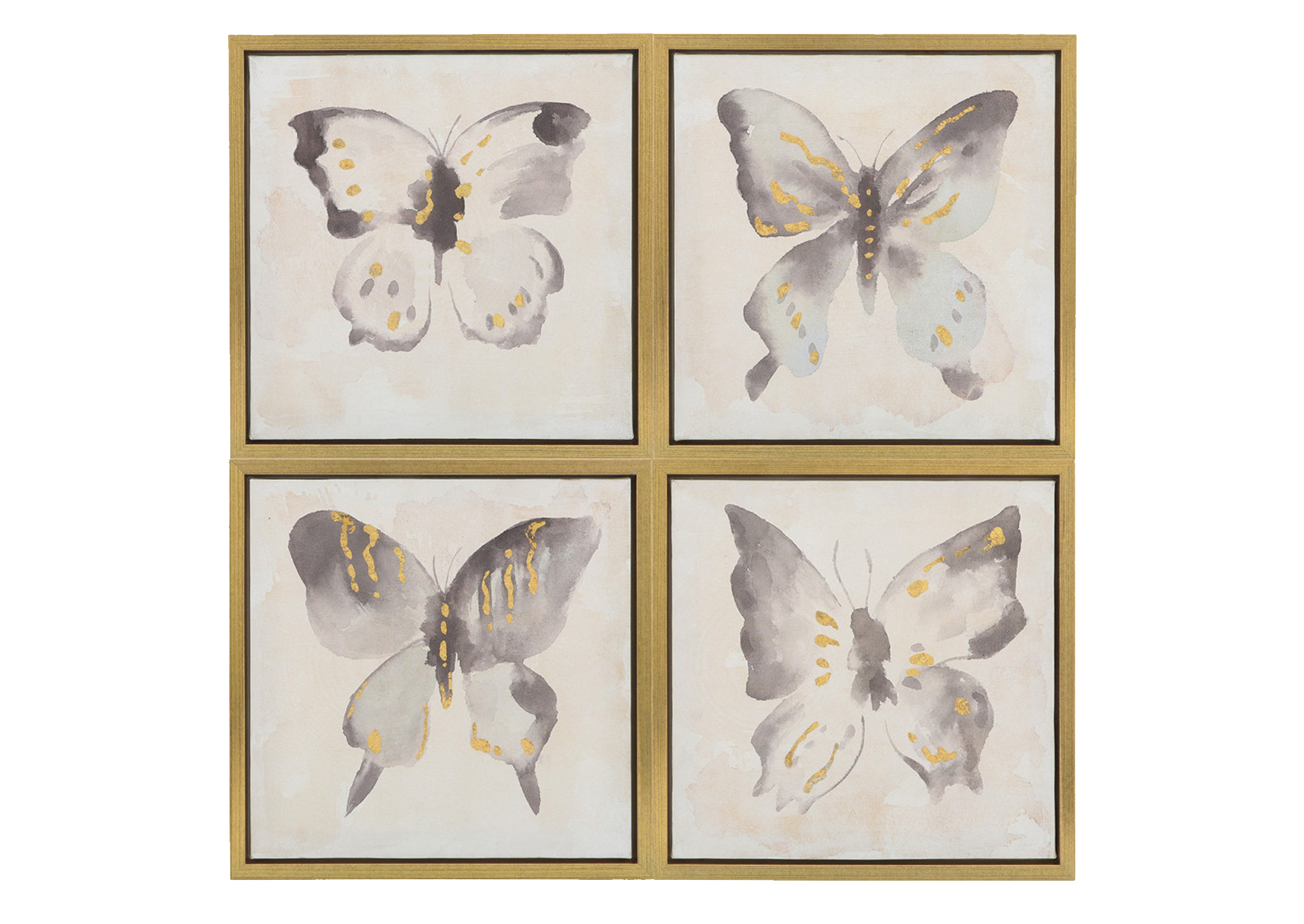 18x18 Set de 4 Cuadros de Mariposas Pintados a Mano al Óleo, Mult image 1