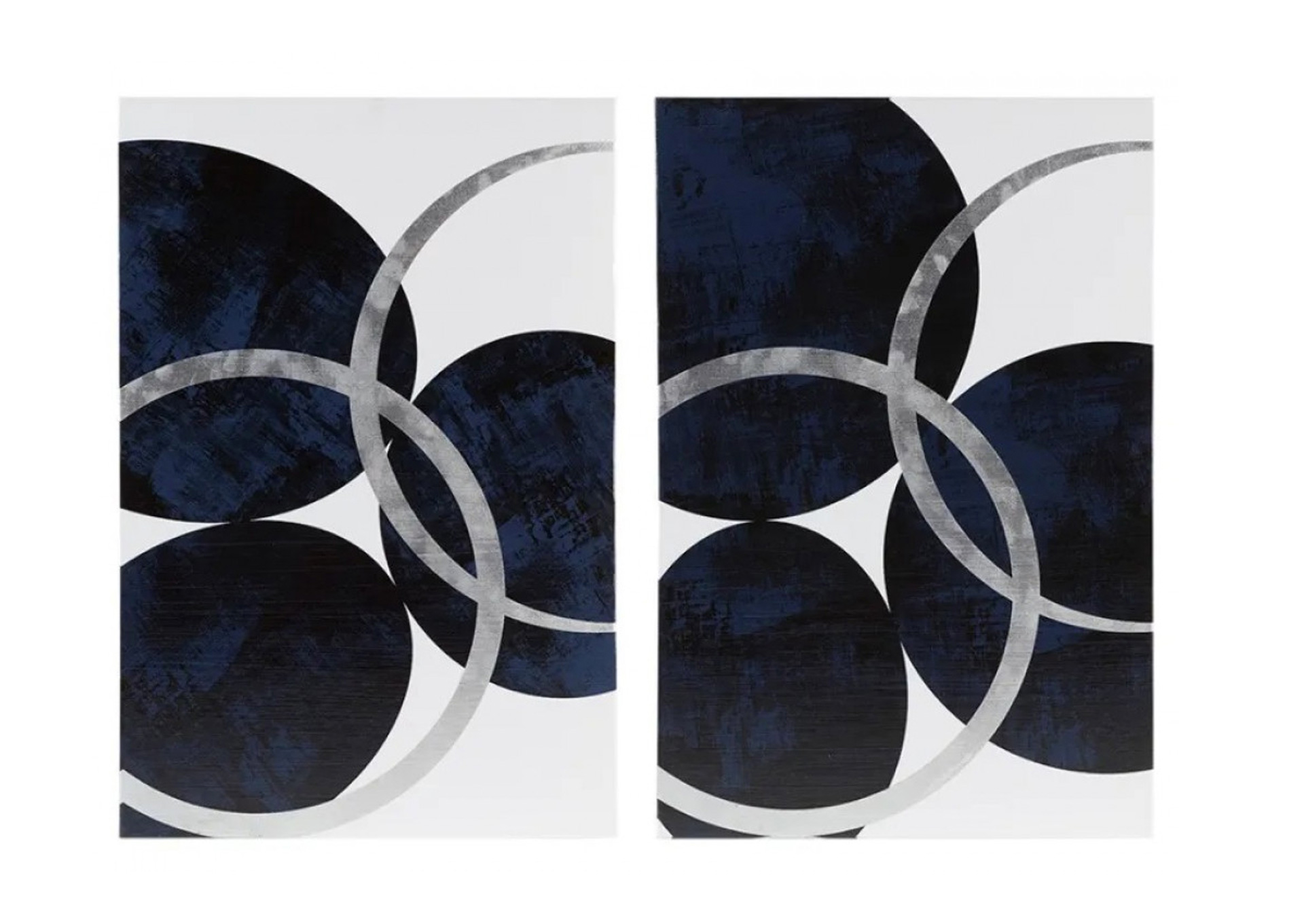 Set de 2 Cuadros Celestial Orbit Navy y Lámina de Plata Azul Marino image 1