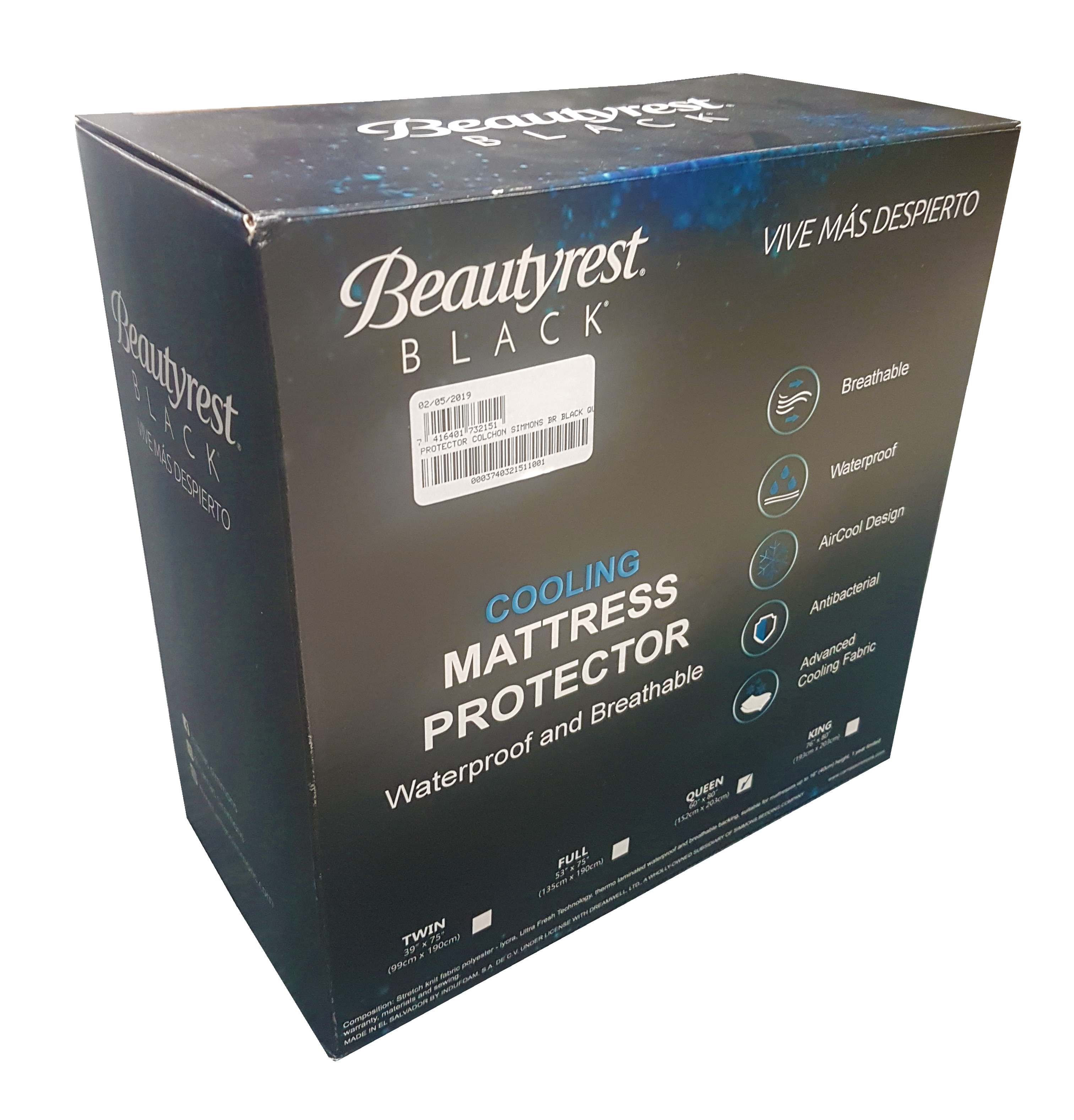 Protector de Colchón Queen Black Simmons Beautyrest image 1