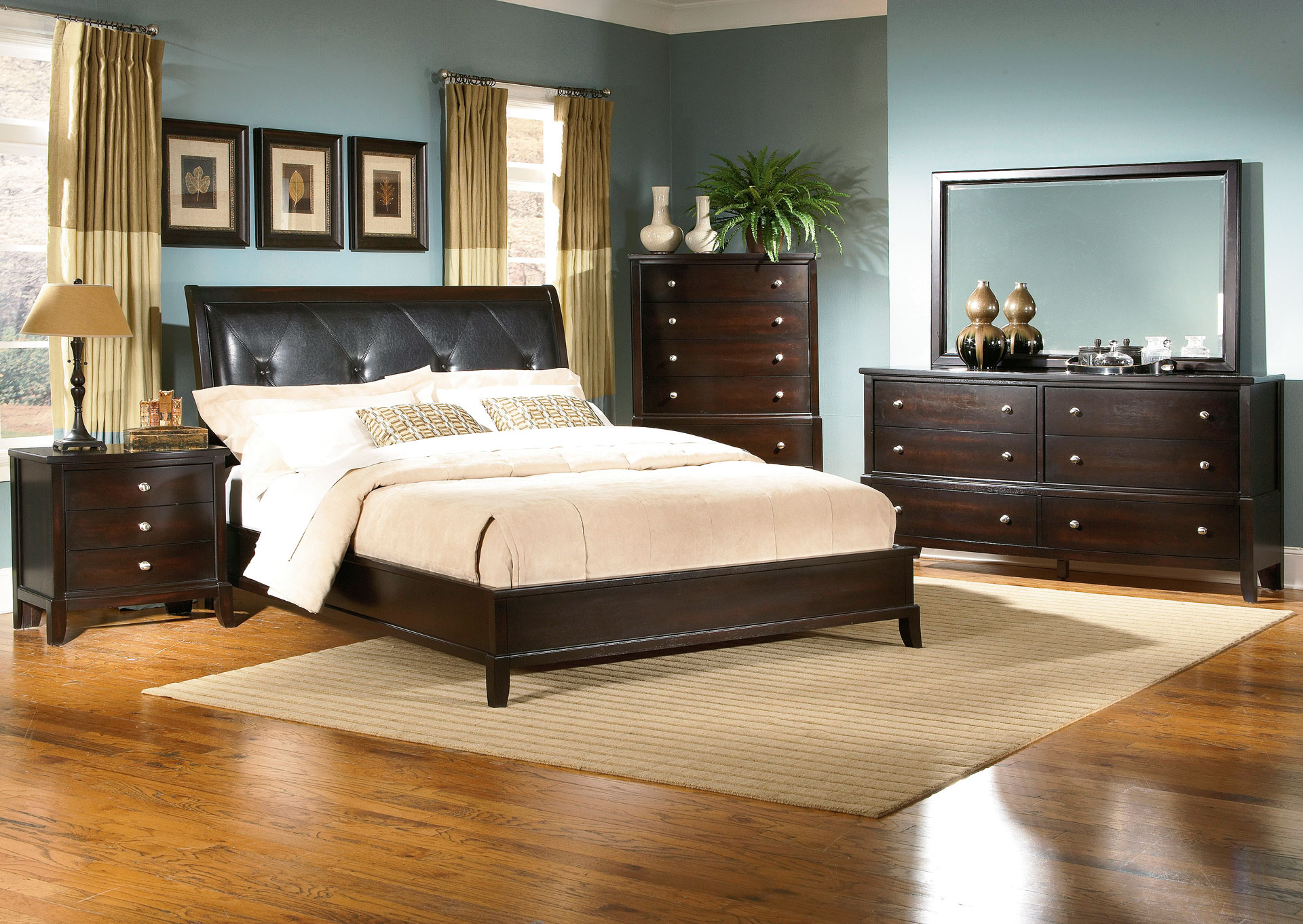 Dormitorio King 7 piezas con Respaldo Tapizado - Espresso image 1