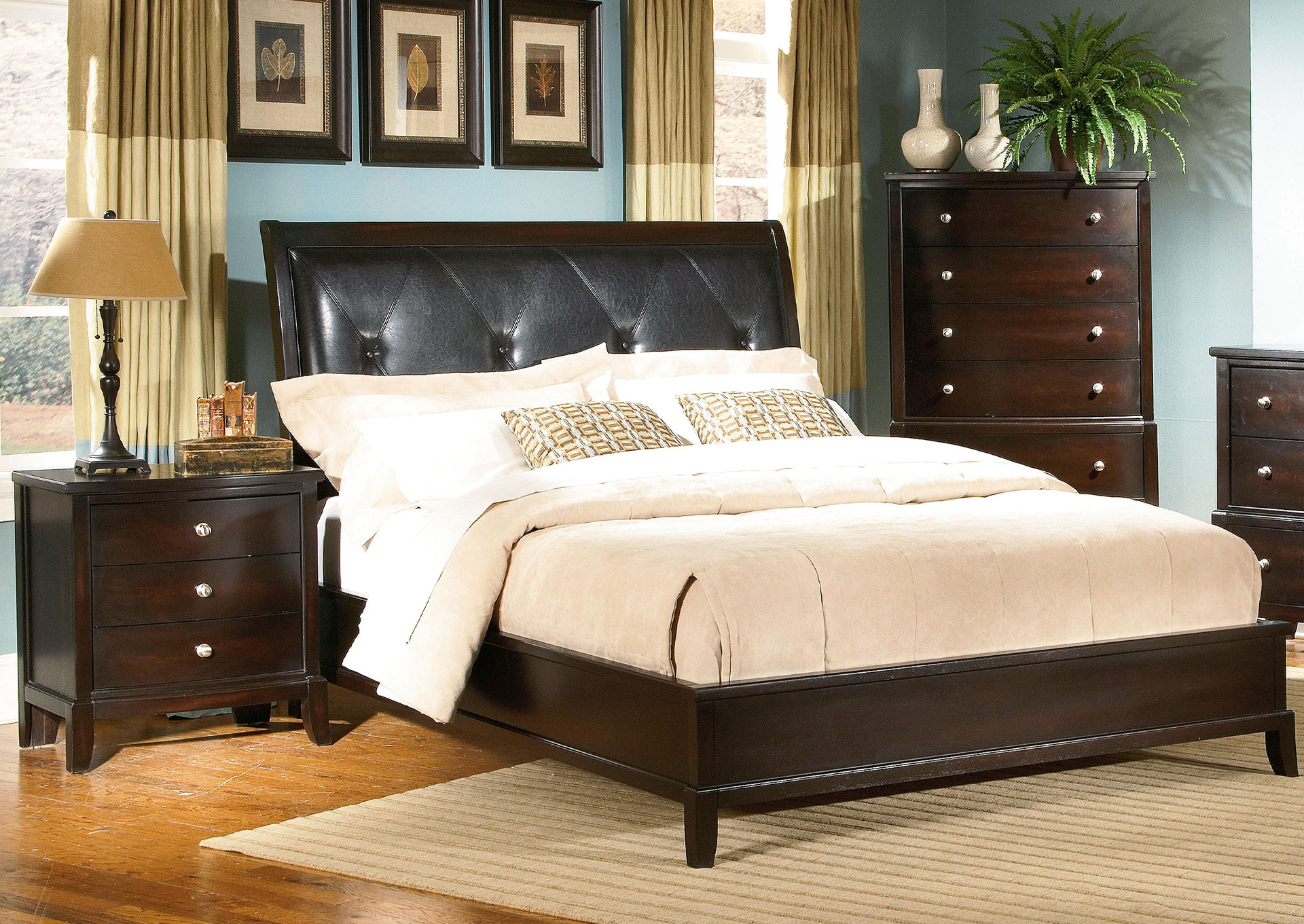 Dormitorio King 5 piezas con Respaldo Tapizado - Espresso image 1