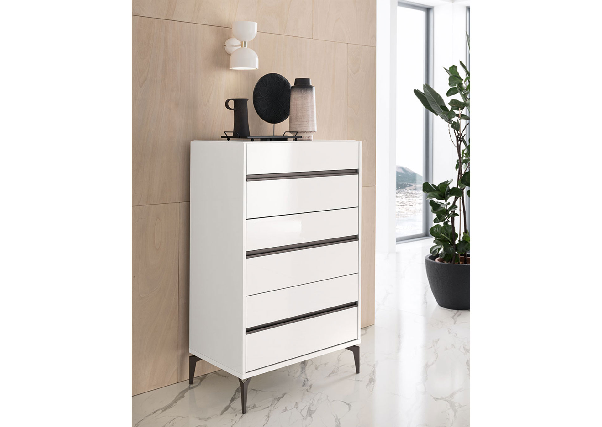 Costa Blanca Gavetero de 6 Gavetas - White High Gloss image 1