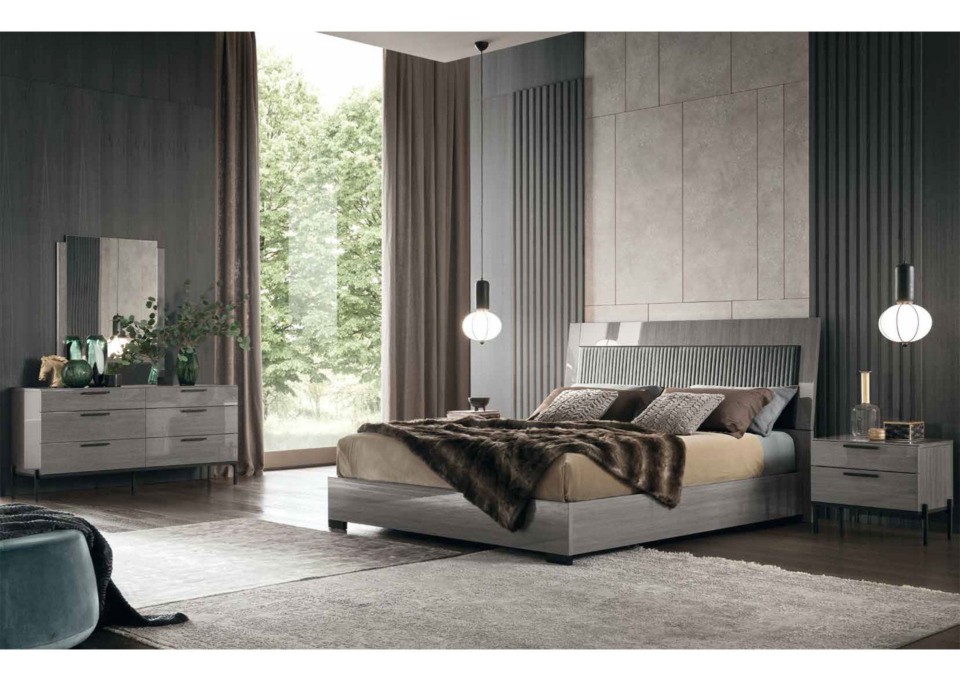 Domitorio Novecento con Respaldo Panel King 7 piezas - Silverwood image 1