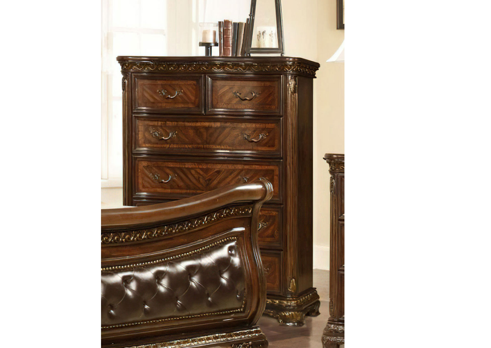 Gavetero King Arthur de 5 Gavetas - Dark Walnut image 1