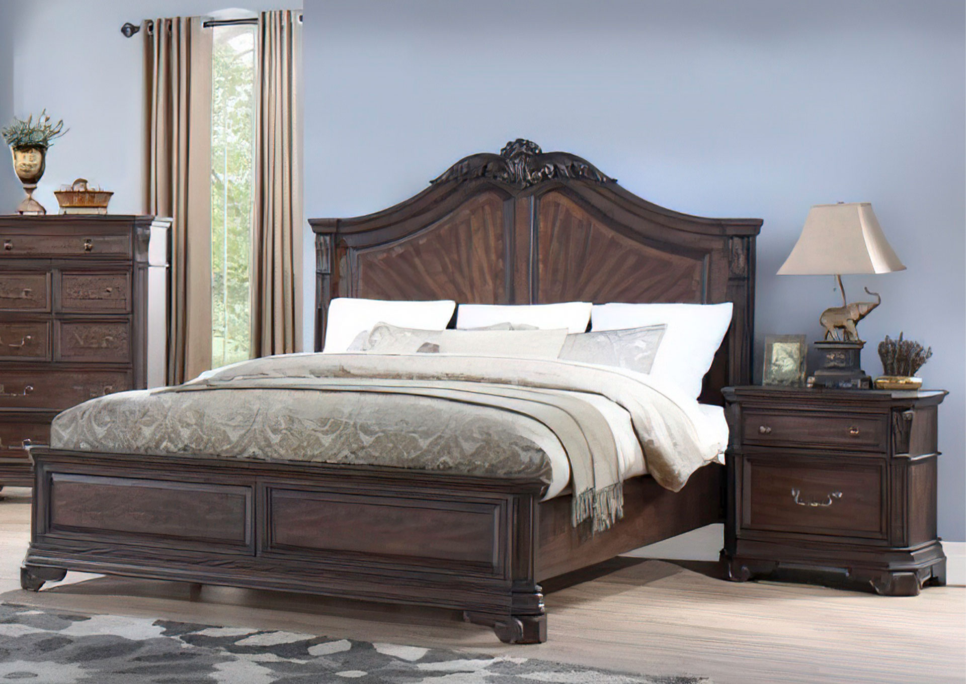 Domitorio con Panel Arqueado Queen 5 piezas - Brown Cherry  image 1