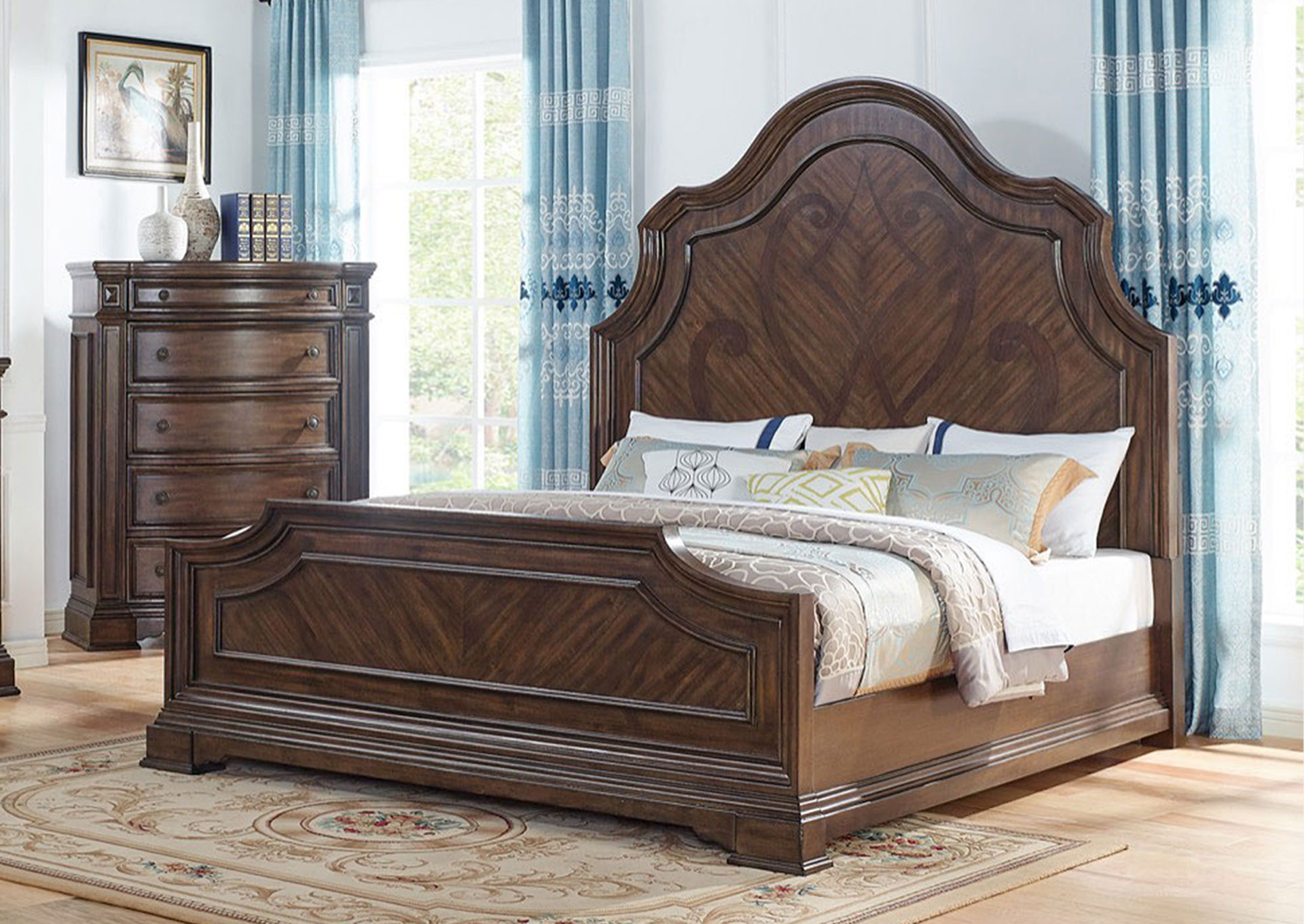 Domitorio con Panel Arqueado King 5 piezas - Brown Acacia image 1