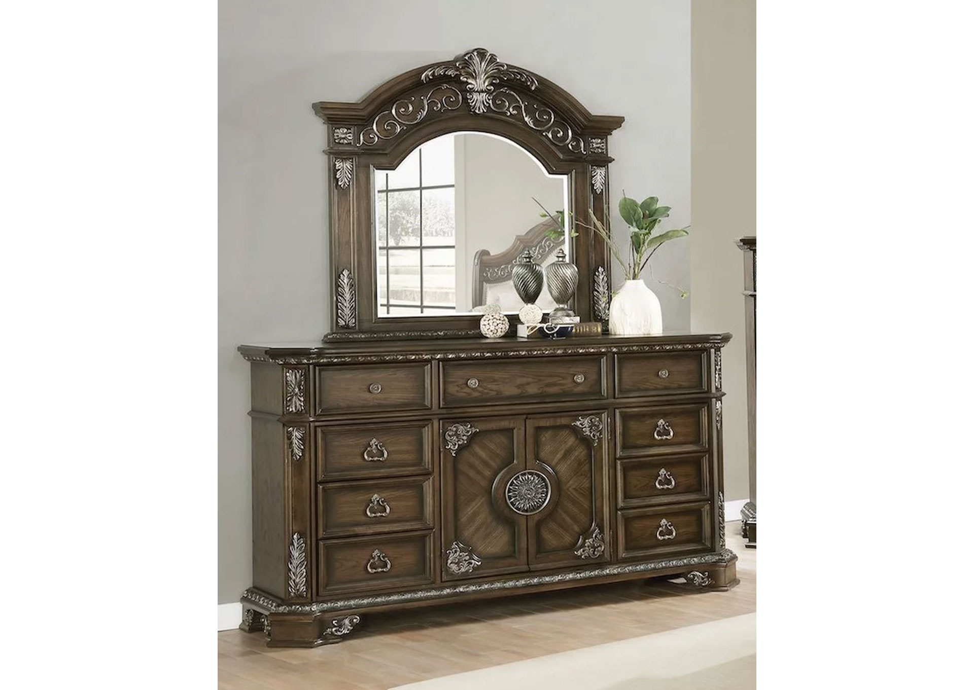 Tocador y Espejo - Medium Oak  image 1