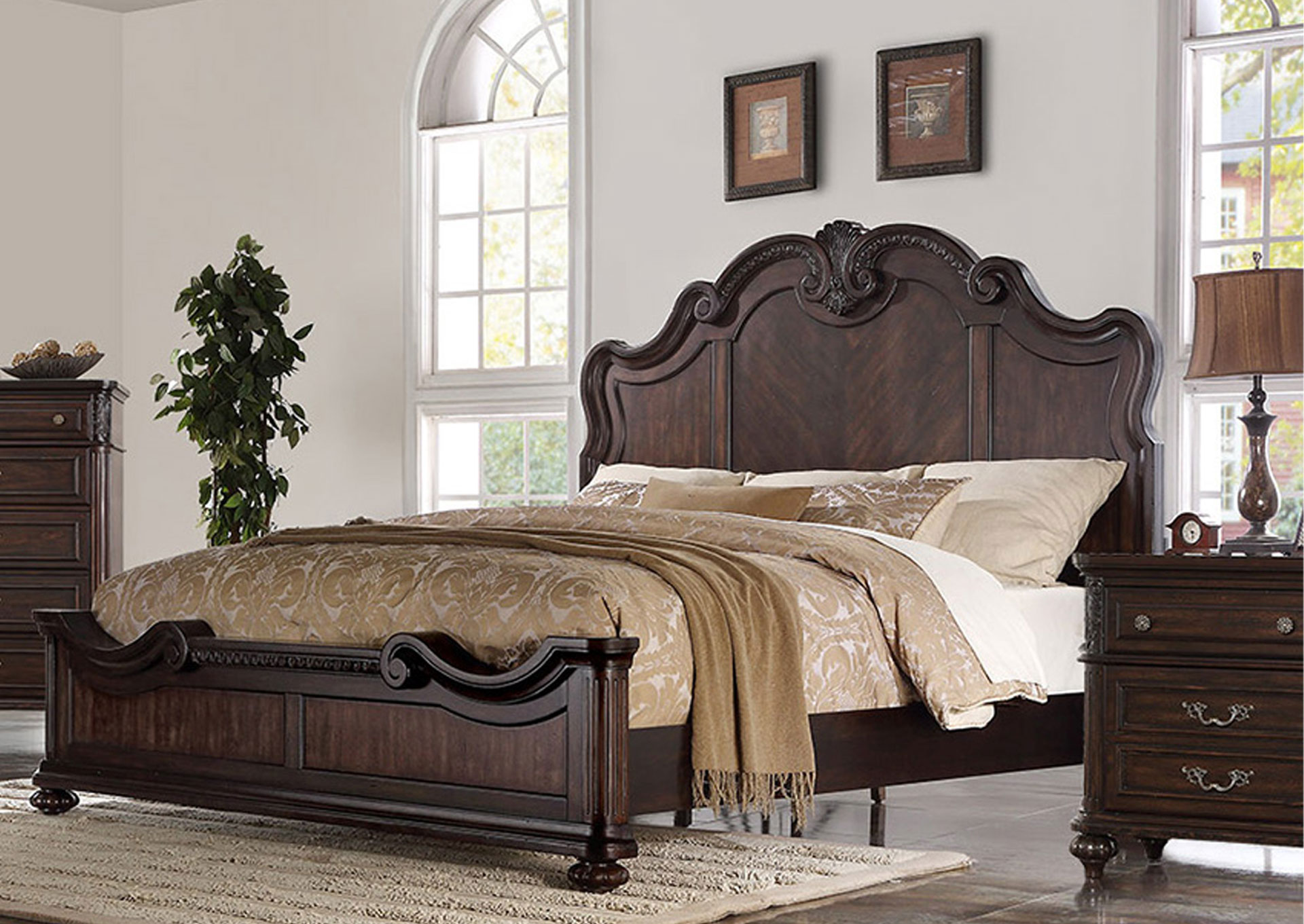 Dormitorio Nottingham Queen 5 piezas con Respaldo Tapizado - Cherry image 1