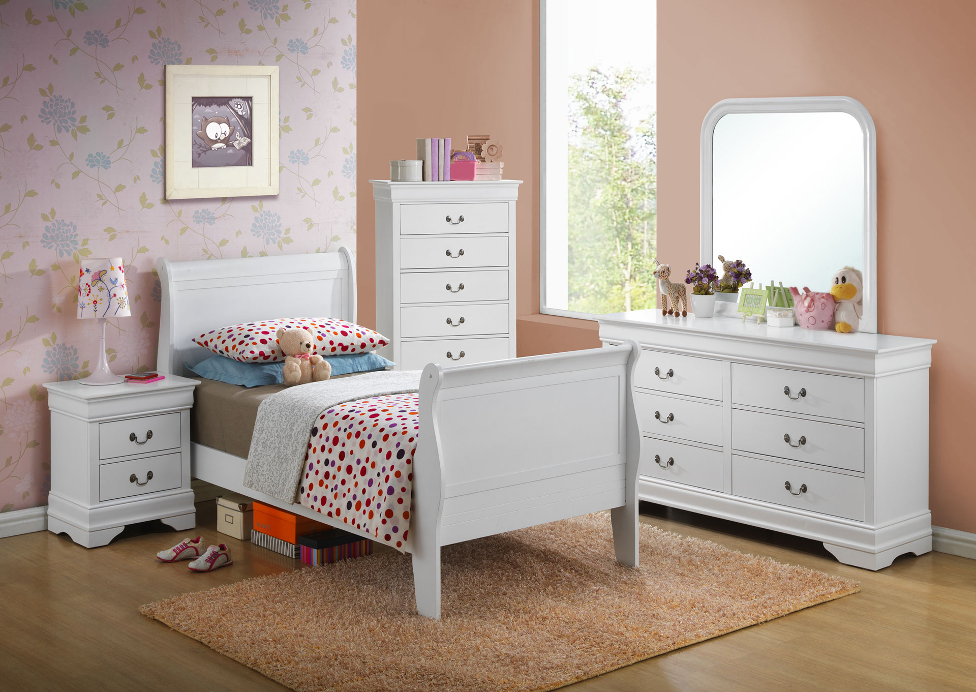 Domitorio Louis Philippe Twin 6 piezas - Color Blanco image 1