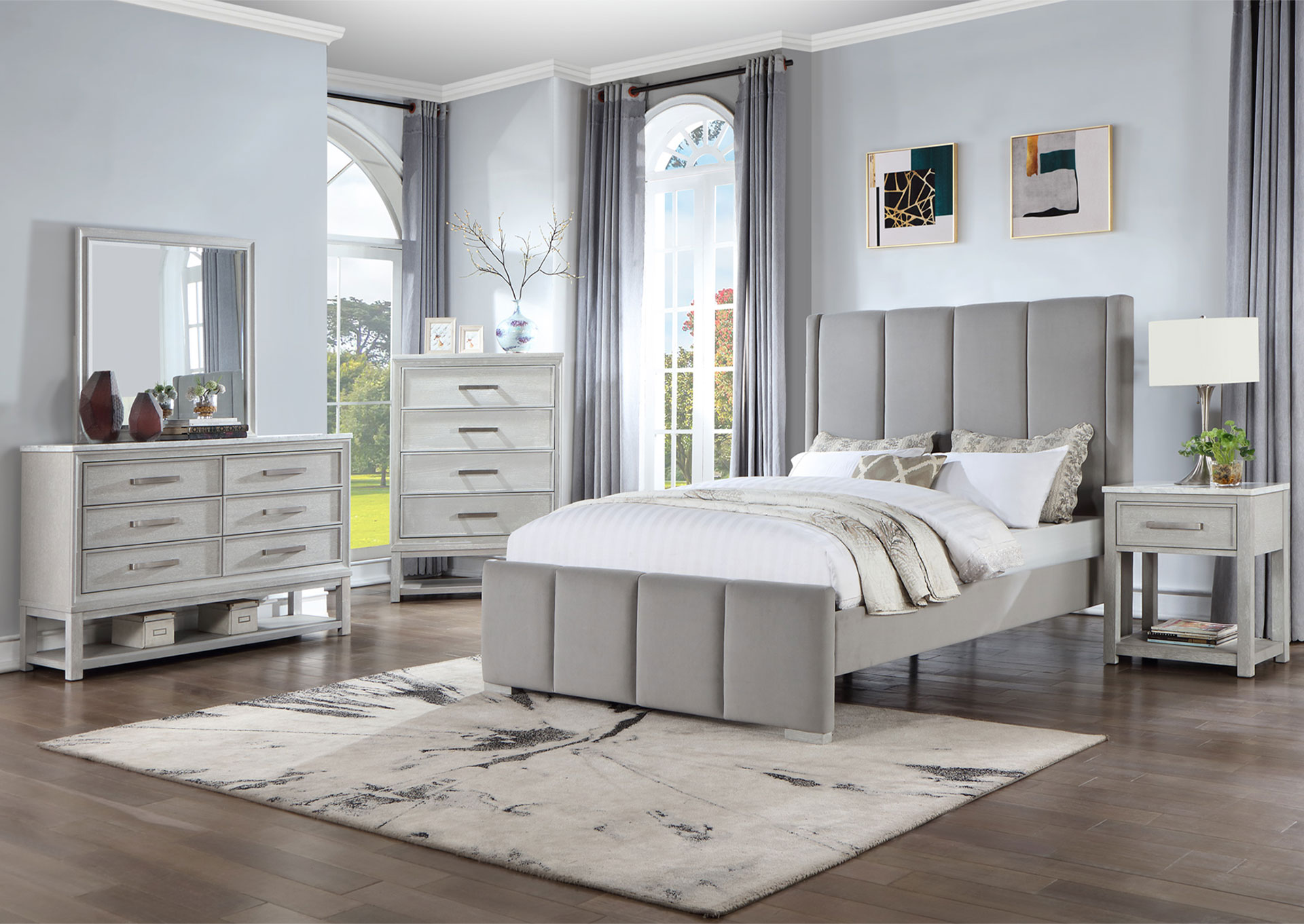 Dormitorio Tapizado Queen 7 piezas - Light Gray image 1