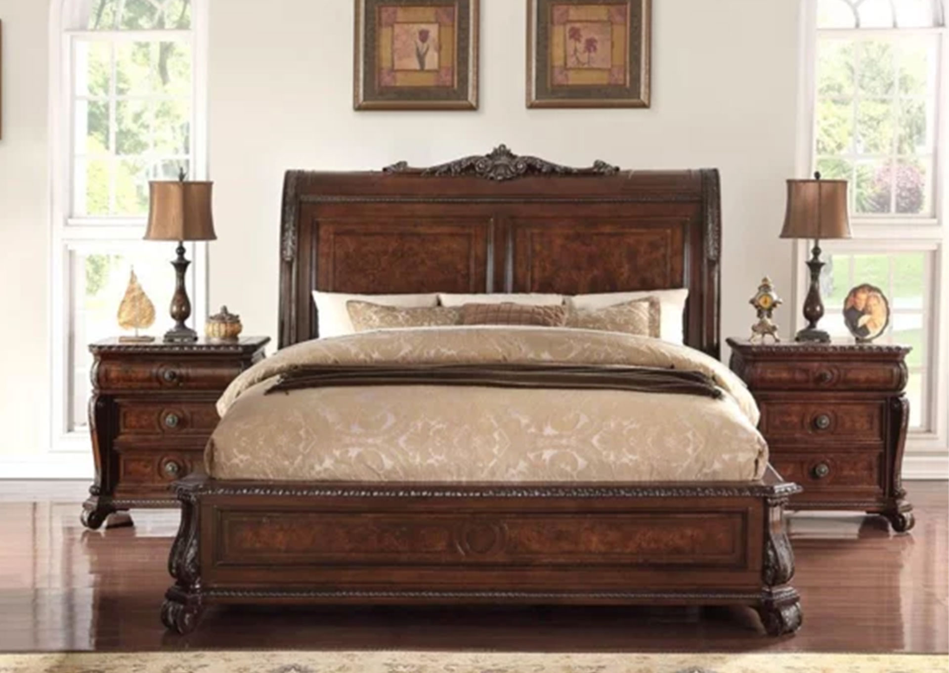 Dormitorio Estilo Trineo King 5 piezas - Dark Brown image 1