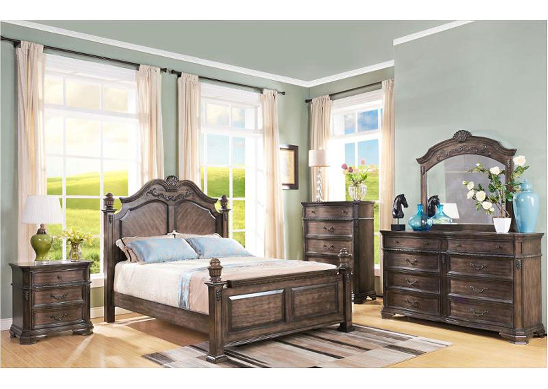 Domitorio Larissa Queen 7 piezas - Weathered Brown image 1