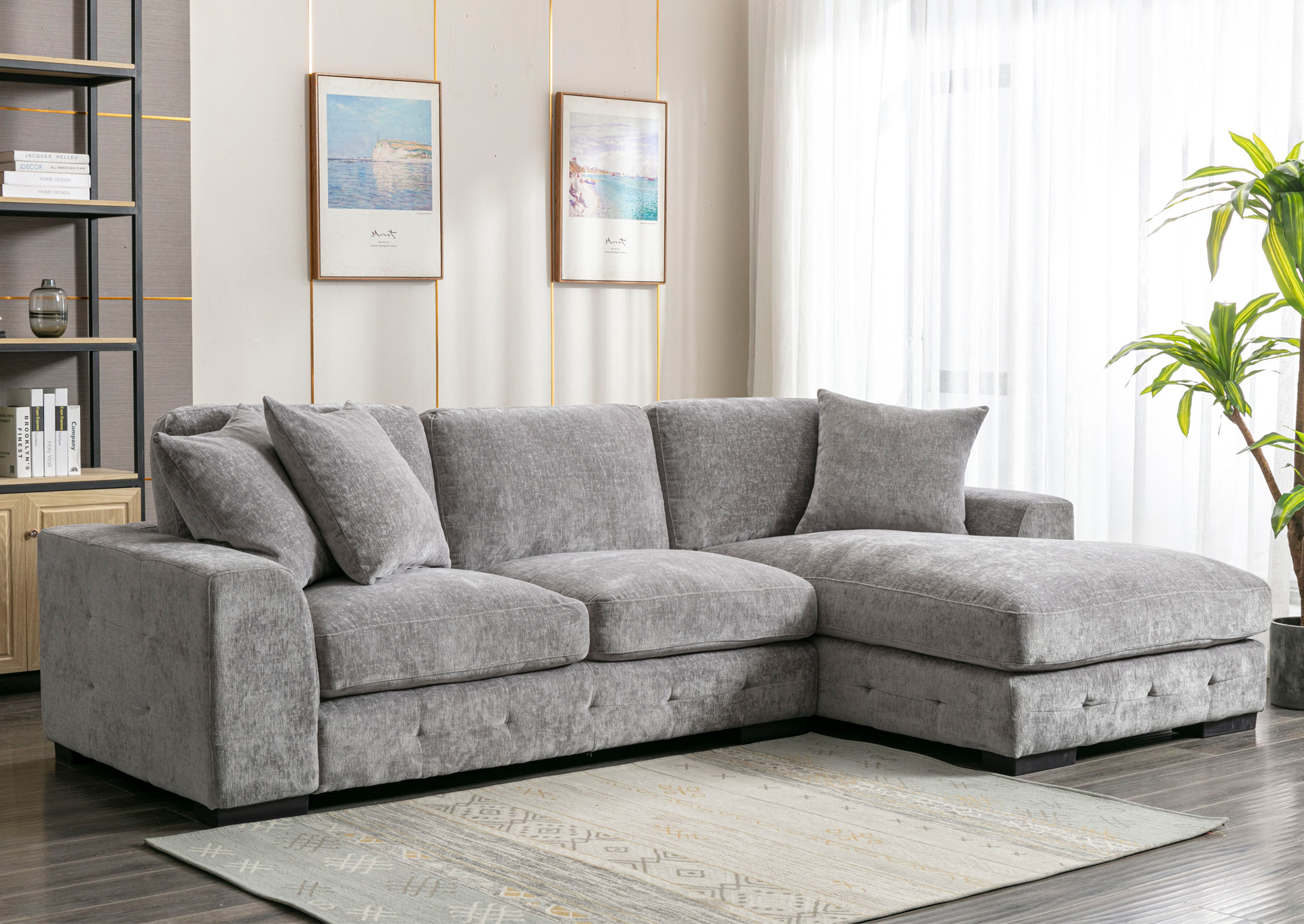 Seccional con Chaise Derecho 2 Piezas - Color Gris image 1