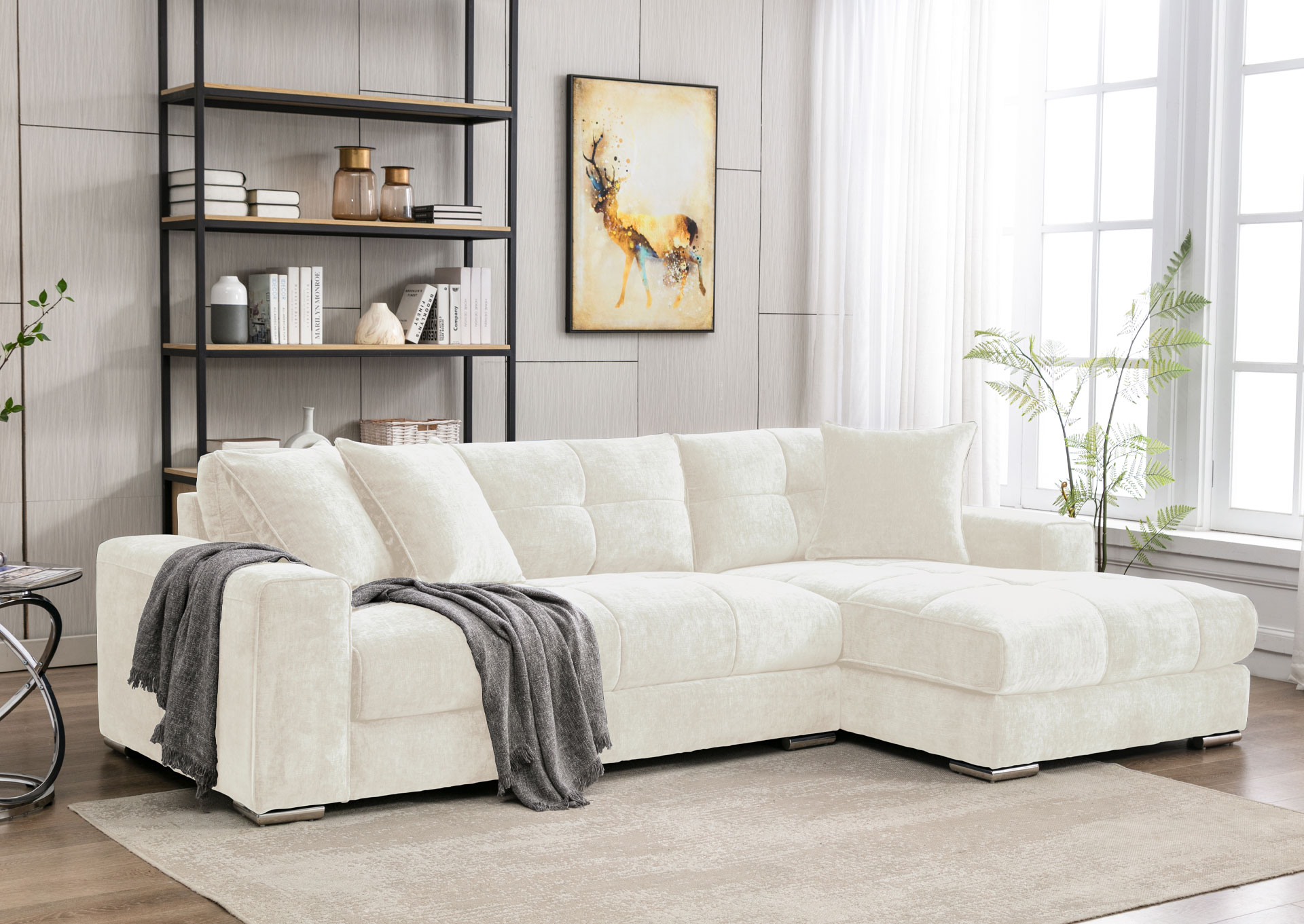 Seccional con Chaise Derecho - Color Vainilla  image 1