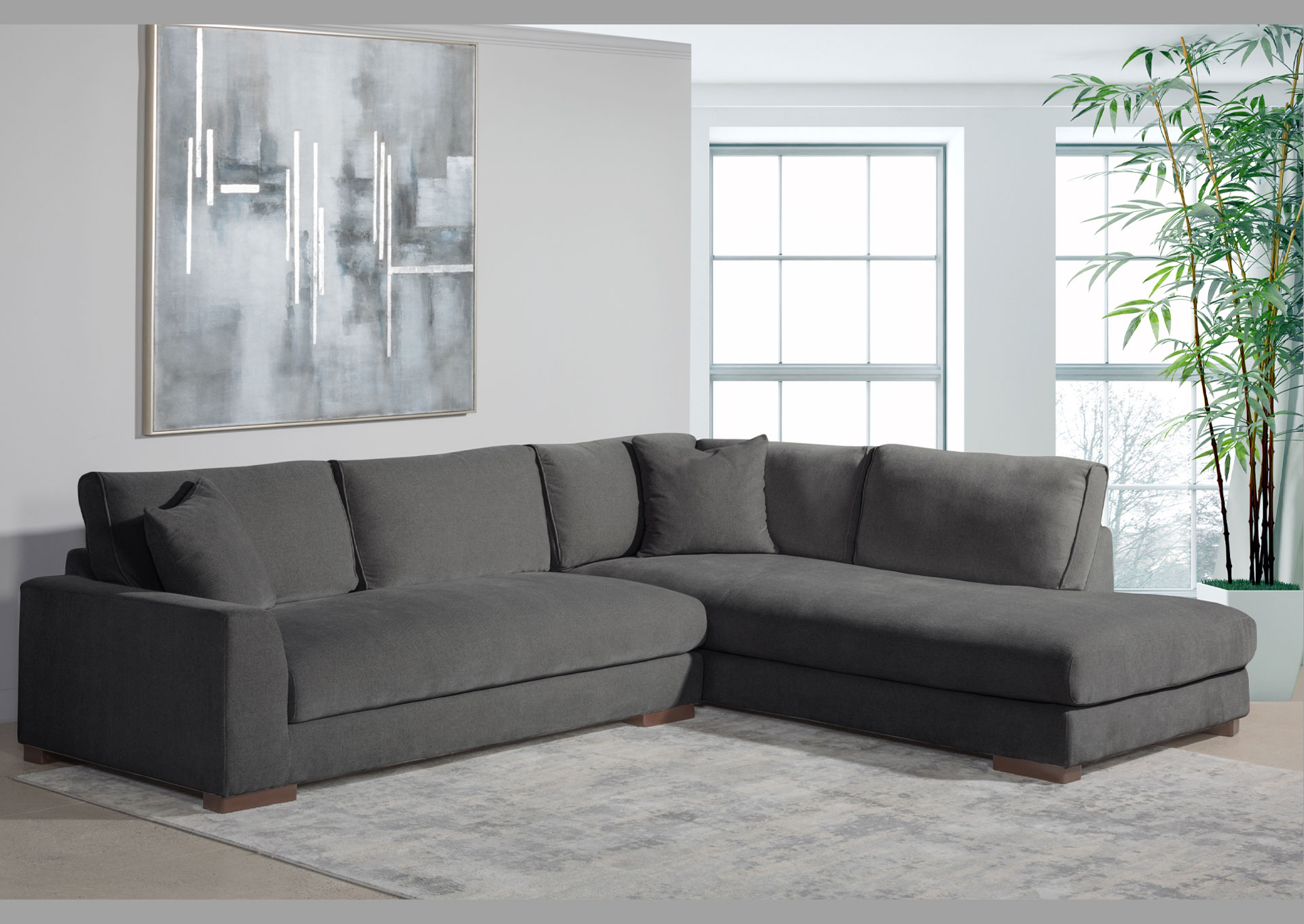Seccional con Chaise Derecho 2 Piezas - Color Charcoal image 1