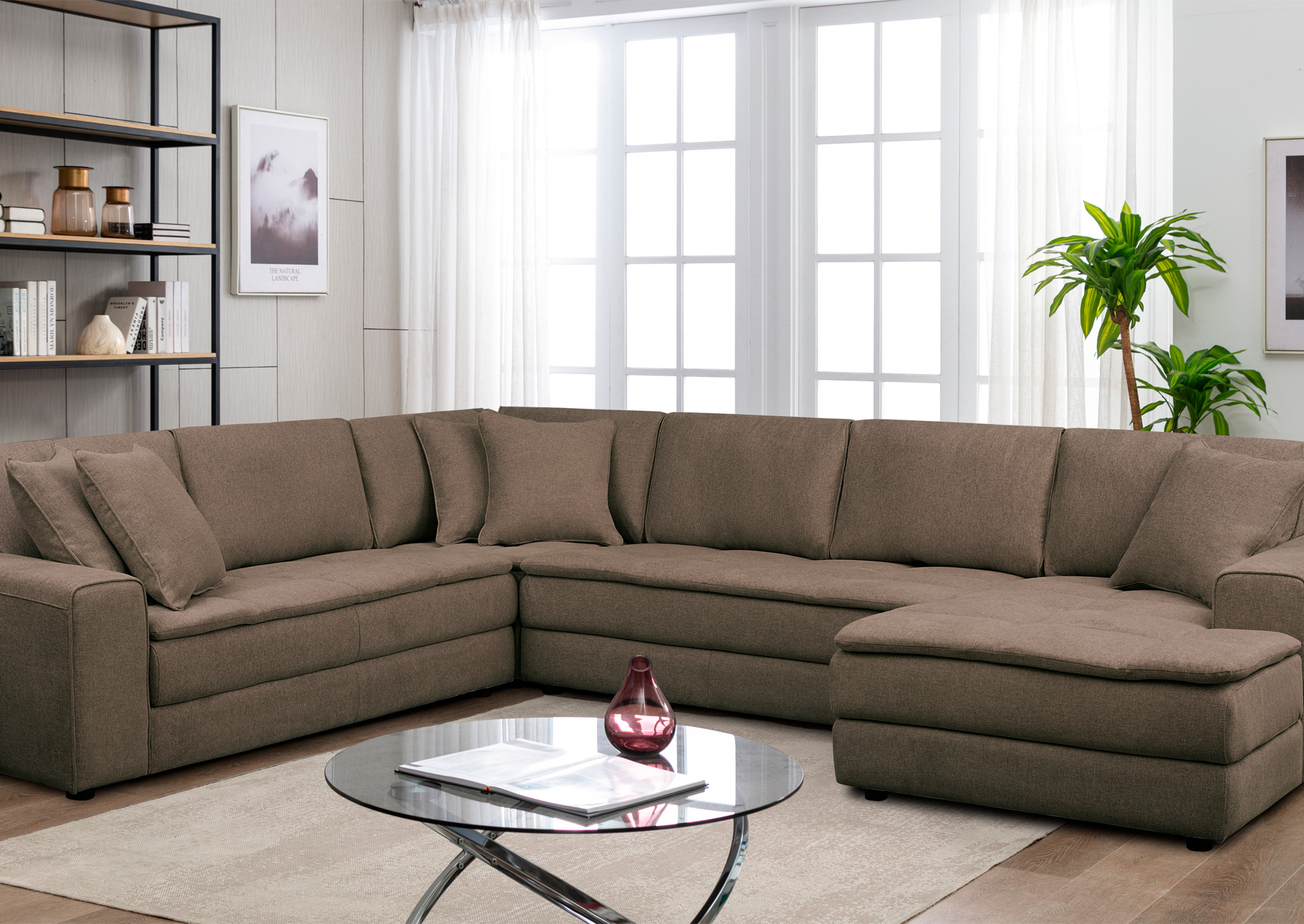 Seccional con Chaise Derecho 4 Piezas - Color Mink image 1