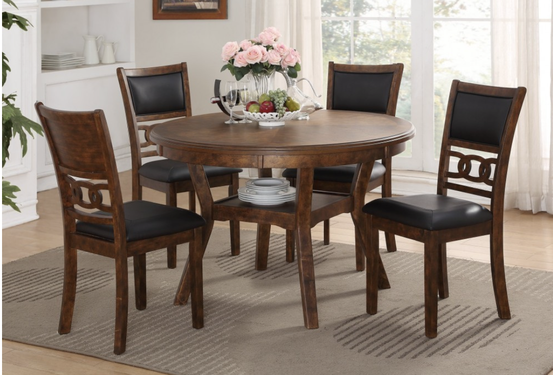Mesa de Comedor Redonda Gia 47" con 4 Sillas - Color Cafe image 1